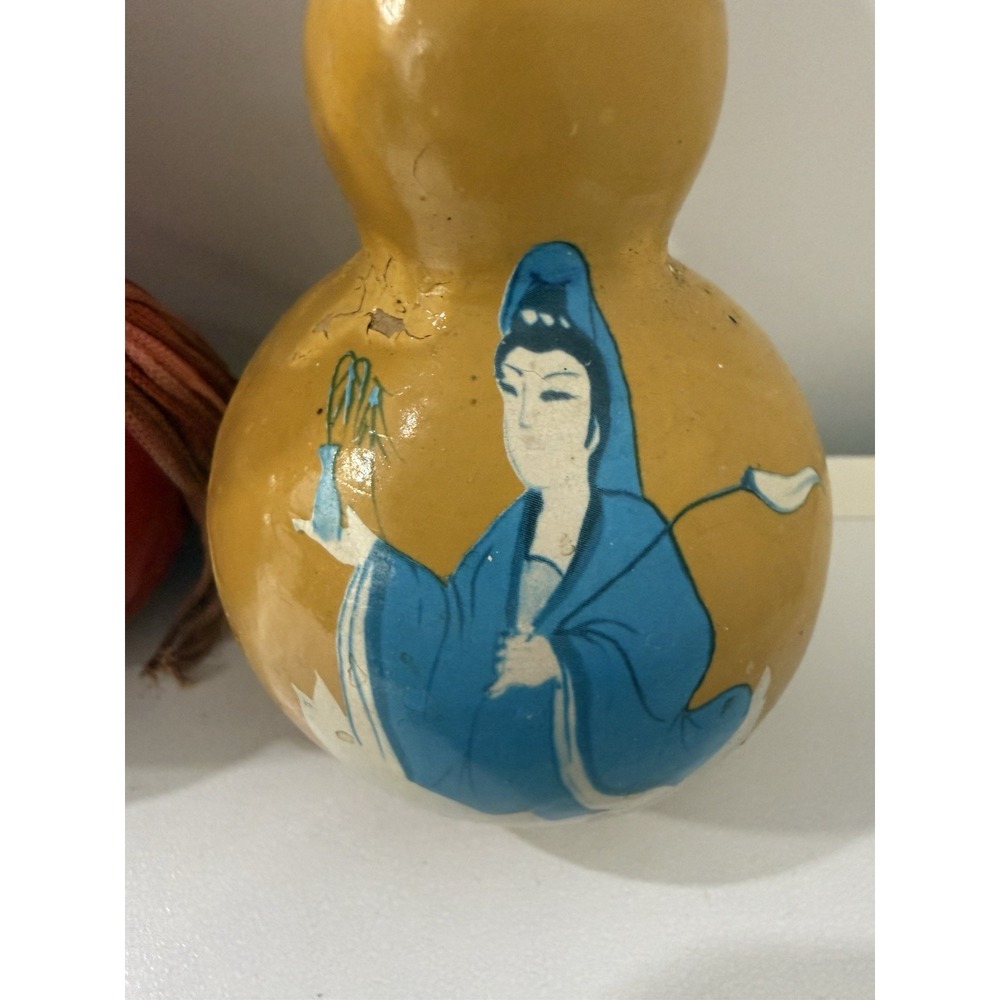 Lot of 3 Vintage Chinese Hand Painted Feng Shui Gourds Handmade Dime Store - Picture 4 of 16